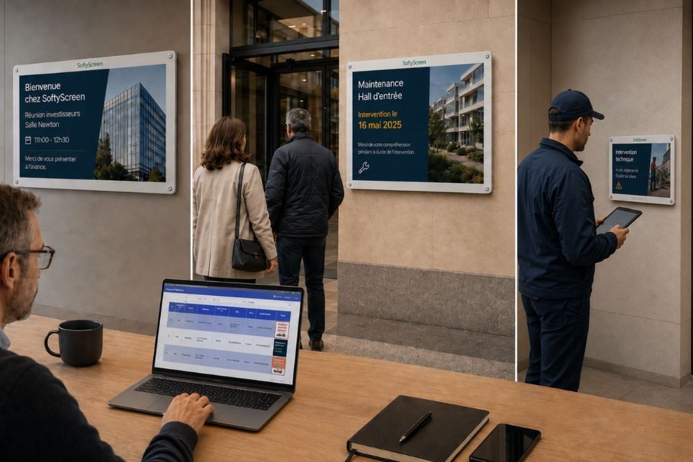 Gestion centralisée sur ordinateur de plusieurs écrans e-paper répartis sur différents sites
