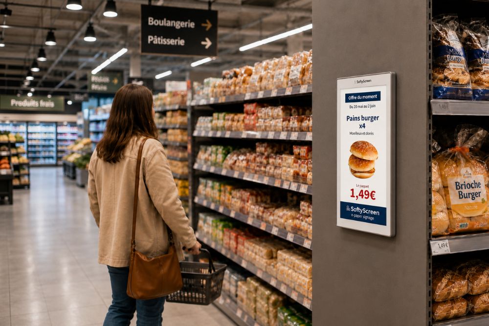 Installation simple d'un écran e-paper connecté en 4G et fonctionnant sur pile en magasin