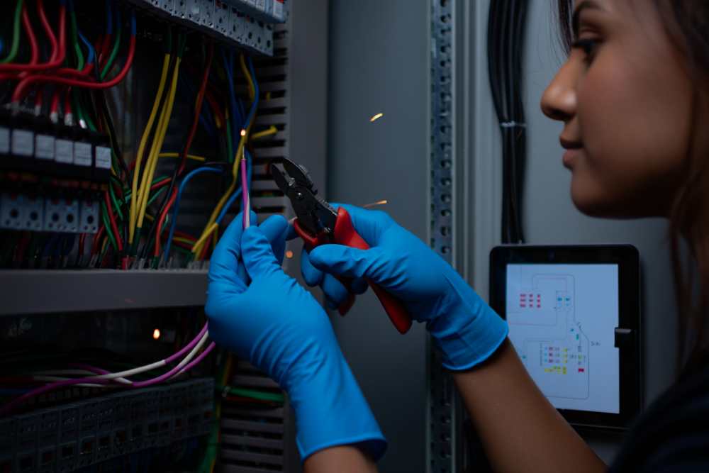 Technicien validant un rapport d'intervention sur application mobile