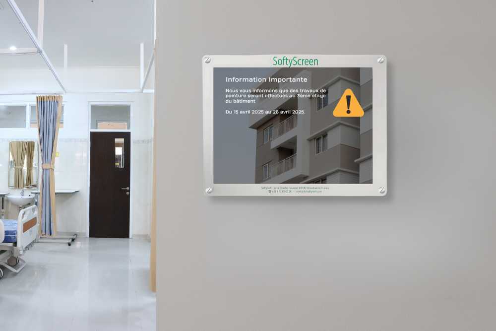 Ecran SoftyScreen dans un bureau ou un office hospitalier