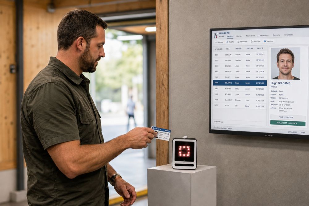 Installation d'une badgeuse HelloPresence dans un club de tir avec un poste Windows et une connexion Wi-Fi