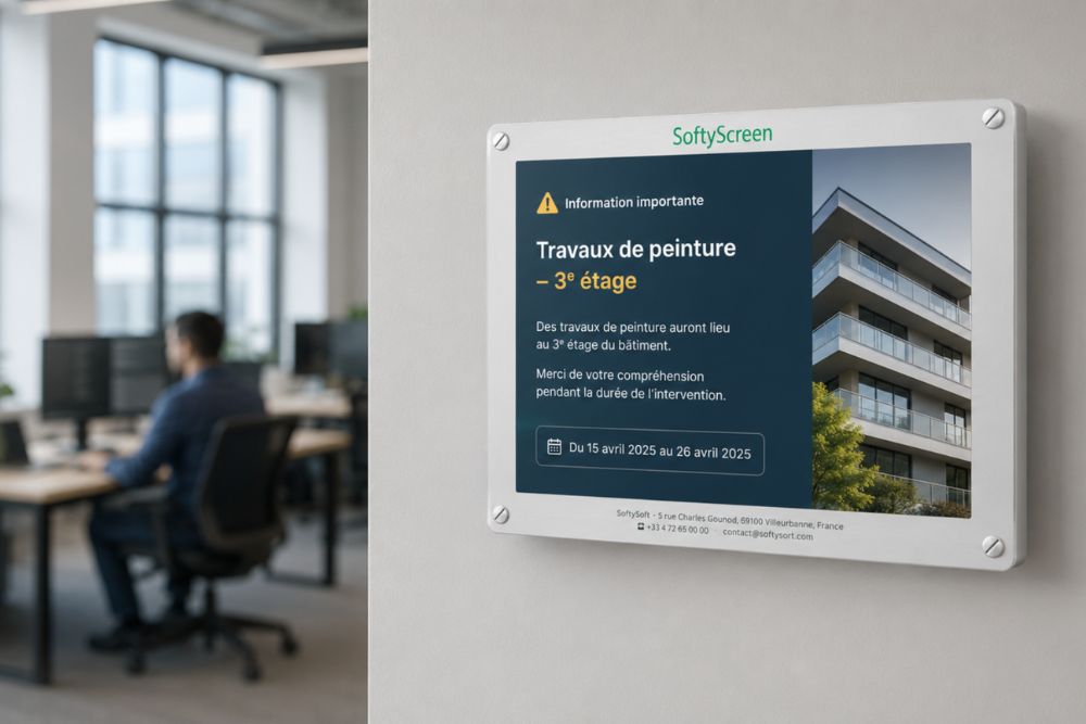 SoftyScreen : écran e-paper connecté 4G d'affichage dynamique pour entreprise
