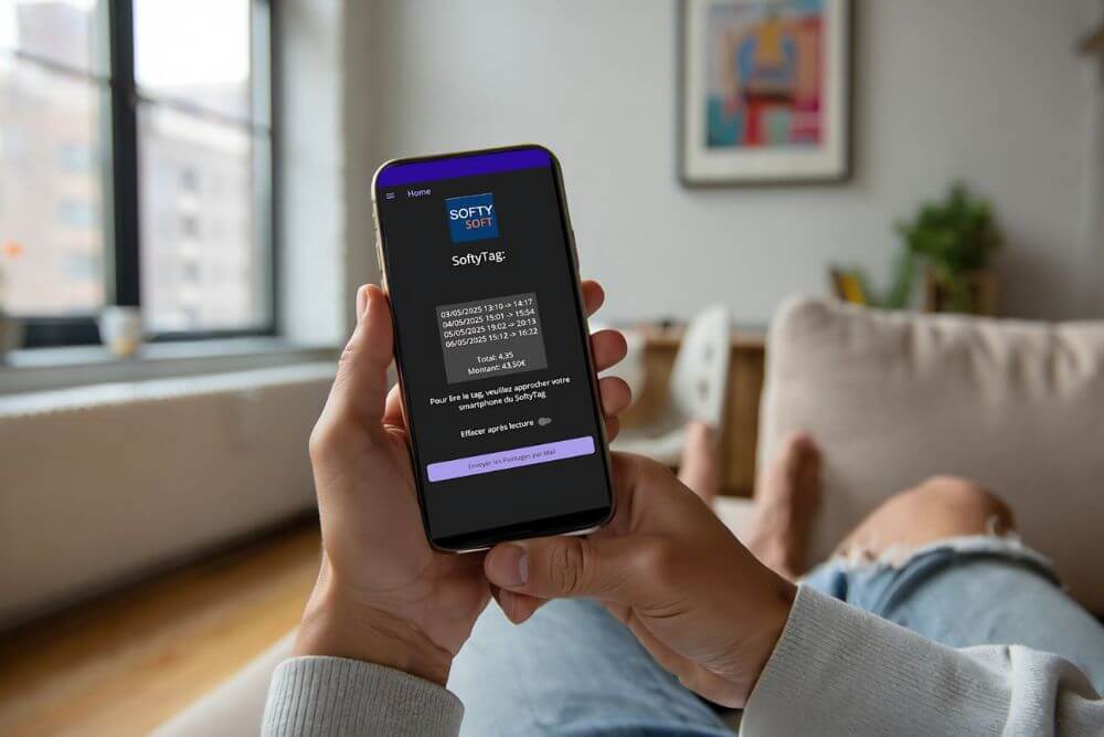 Interface mobile de SoftyTag pour la gestion du personnel à domicile