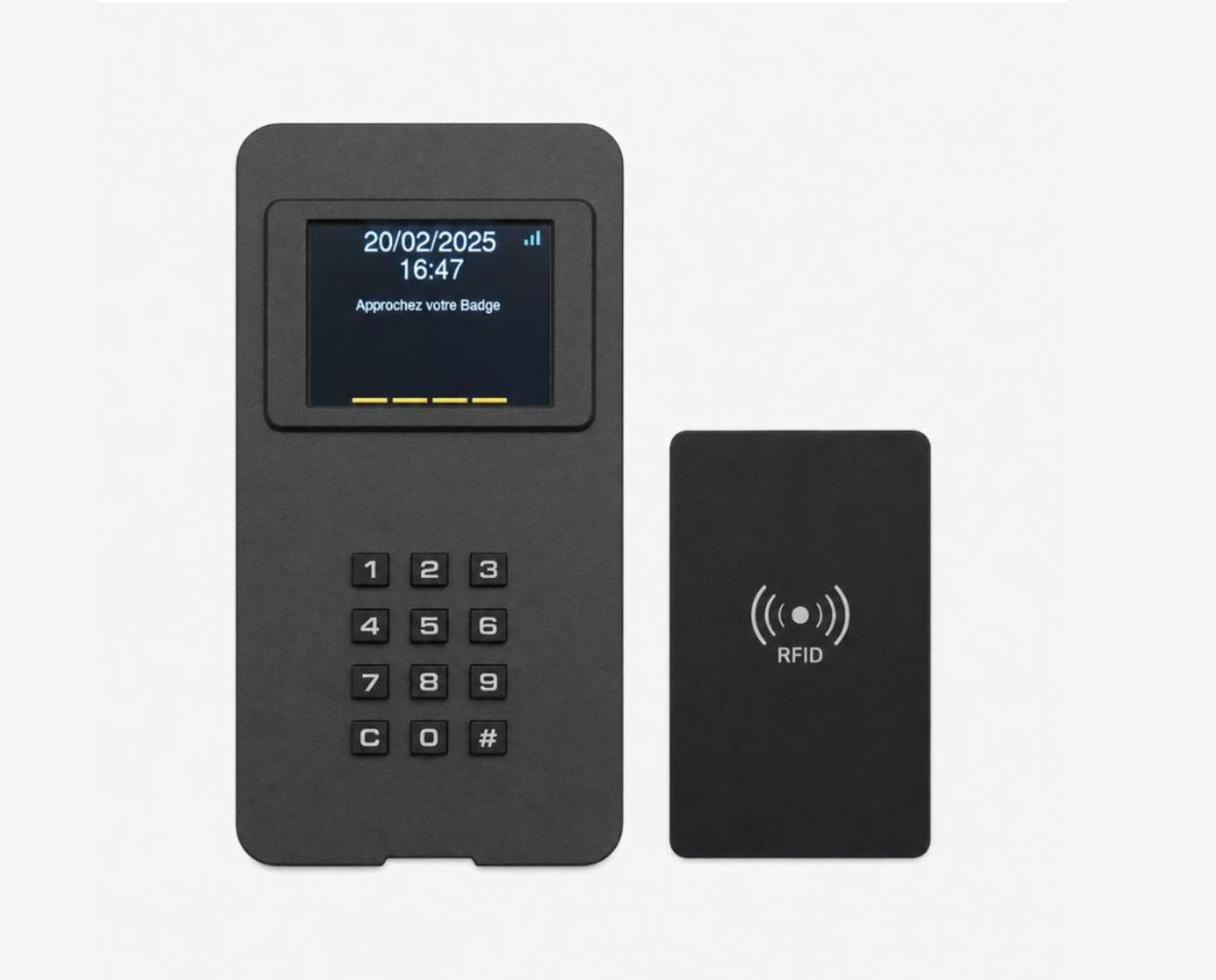 Terminal de pointage horaire PresenceBox 4G RFID avec zone de détection pour carte de proximité
