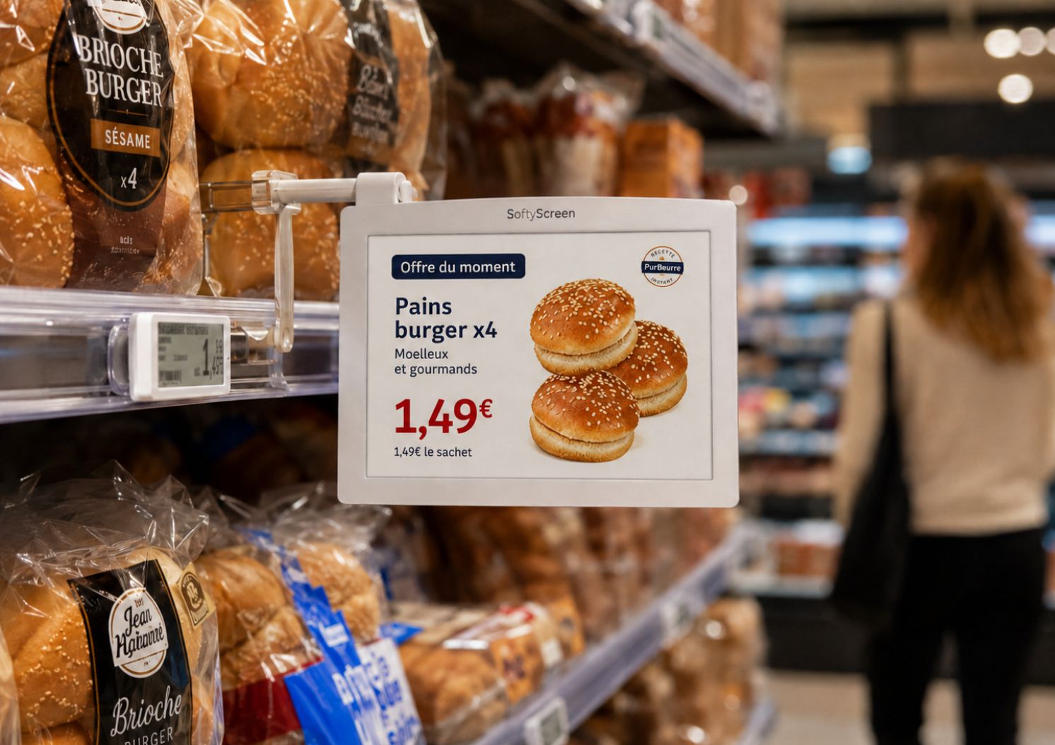 SoftyScreen utilisé en magasin pour afficher une offre ou une information produit