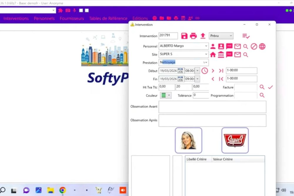 exemple planning travail logiciel softyplanning intervention