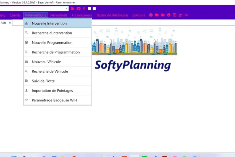 creation planning travail softyplanning interface intervention
