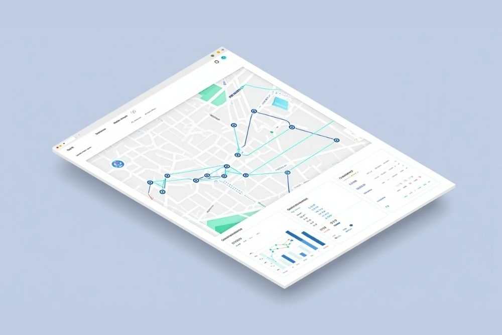 Interface de logiciel géolocalisation avec suivi cartographique et statistiques